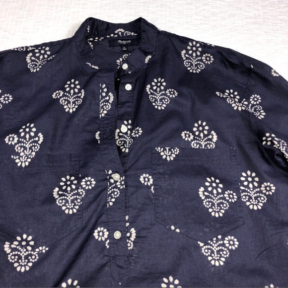 Madewell Collarless Popover Shirt in Flowerstamp size small - Picture 4 of 8